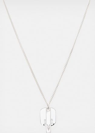 AllSaints Lace Logo Tag Sterling Silver Charm Necklace, Size: One Size
