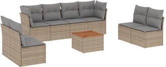 vidaXL Set De Sof&aacute;s De Jard&iacute;n 9 Pzas Con Cojines Rat&aacute;n Sint&eacute;tico Beige Vidaxl