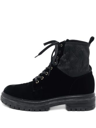 Gianvito Rossi velvet lace-up boots - women - Rubber/Leather/Fabric/Velvet - 40 - Black