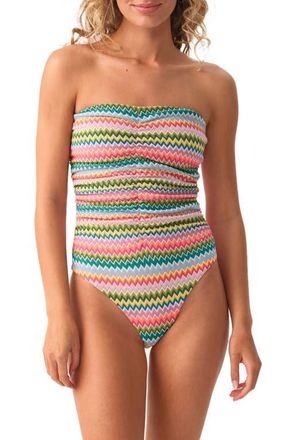 PQ Swim Ruched One-Piece Swimsuit in Ziggy at Nordstrom, Size Medium