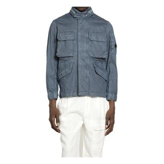 C.P. Company 50 Fili Wax Field Jacket - male - C.P. Company - Light Jackets - Blue - XL - Jackets