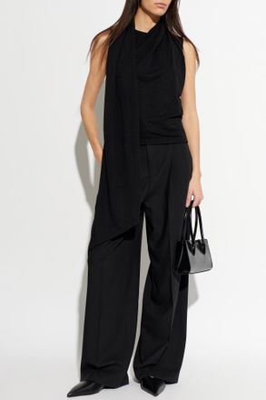 Ami Top With Decorative Tab, Womens, Black