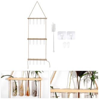 Infinite Terrario De Tres Niveles Para Plantas Montado En La Pared - Estaci&oacute;n De Propagaci&oacute;n De Tres Niveles Con 15 Tubos De Vidrio Y Soporte De Madera Para El