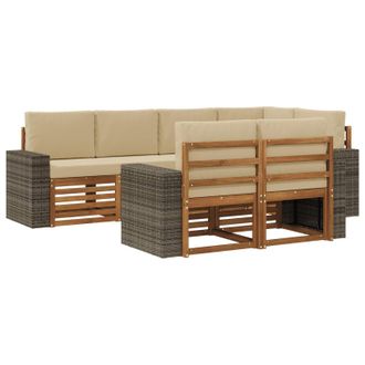 vidaXL Conjunto De Sof&aacute; Seccional Con Coj&iacute;n 7 Pcs Natural Y Beige Vidaxl
