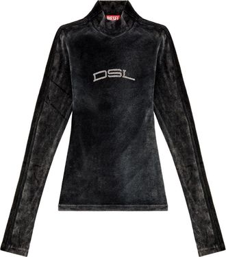 Diesel T-Slim-N1 logo-embellished top - women - Viscose/Polyester - L - Black