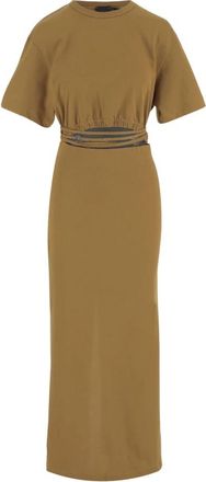 Pinko Katoenen Jurk met Cut-out Detail - Dames - Casual kleedjes - Beige - M - Katoen - Kleedjes