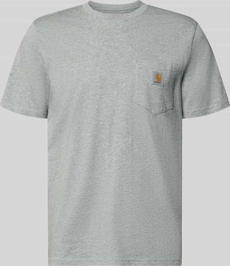 Carhartt Work in Progress Regular Fit T-Shirt mit Logo-Patch in Mittelgrau Melange, Gr&ouml;&szlig;e XXL
