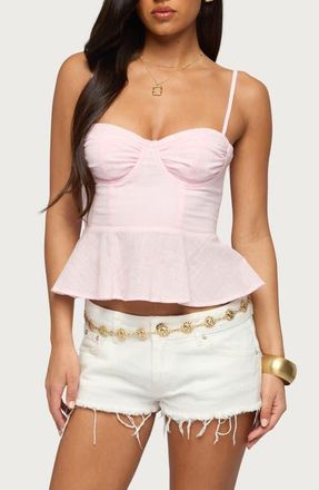 Edikted Peplum Cotton Camisole in Light-Pink at Nordstrom, Size X-Small