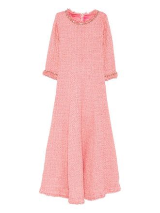 Miau by Clara Rotescu embellished maxi dress - women - Cotton/Wool/Polyamide - 34 - Pink