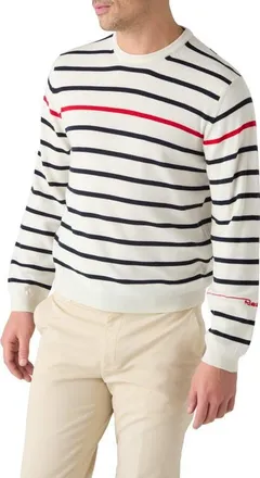 Robert Talbott Cooke Engineered Stripe Sweater in White And Navy at Nordstrom, Size Xx-Large