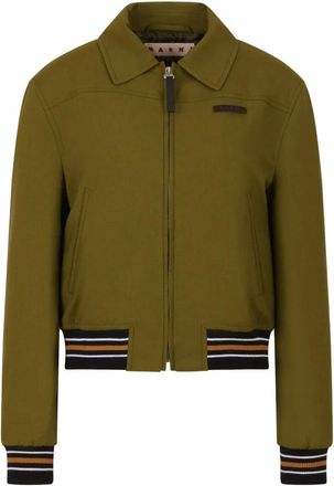 Marni Light Jackets, female, Green, Size: S Tropical Wool Bomber Jacket