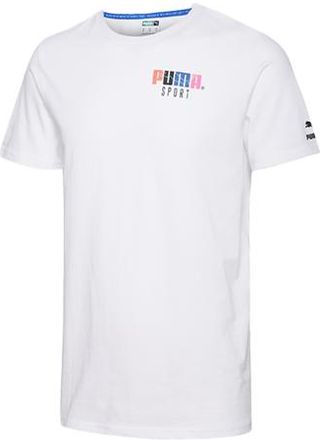 Puma Multi-Color Logo Athleisure Casual Sports Short Sleeve White 598938-02