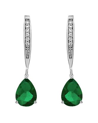 Genevive 14K Over Silver Cz Drop Earrings