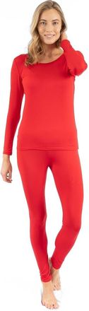 Leveret Womens Solid Thermal Pajama Set in Red at Nordstrom, Size X-Small