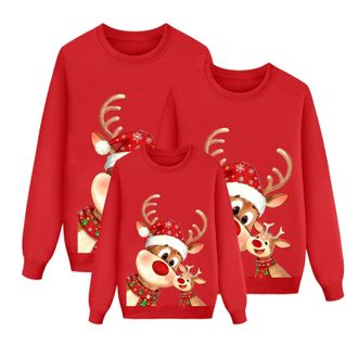 Generic Family Matching Christmas Sweatshirts Funny Reindeer Snowman Print Xmas Sweatshirts Xmas Holiday Shirts Pullover Tops Christmas for Adults Womens Men 