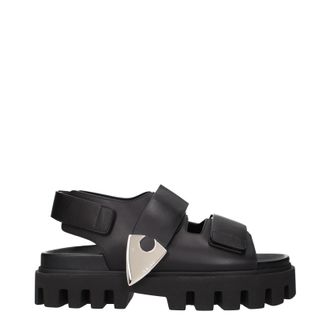 Alexander McQueen Alexander Mcqueen Herrens Schwarze Ledersandalen