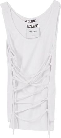Moschino Witte Mouwloze Top met Kant en Ribbels - Dames - Tops zonder mouwen - Wit - M - Tops