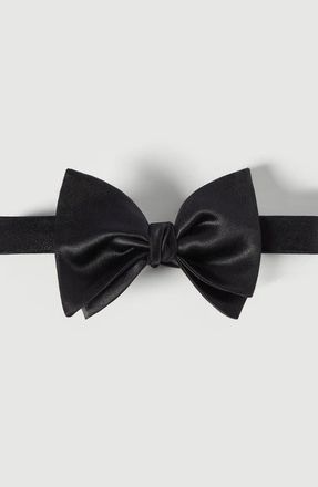 Brunello Cucinelli Cotton and silk satin bow tie in Black at Nordstrom