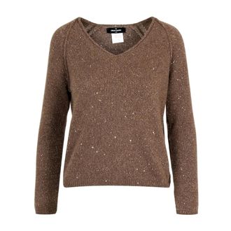 Gran Sasso C&aacute;rdigan de Lurex con Dise&ntilde;o de Diamantes - Knitwear - Mujer - Marr&oacute;n - XS