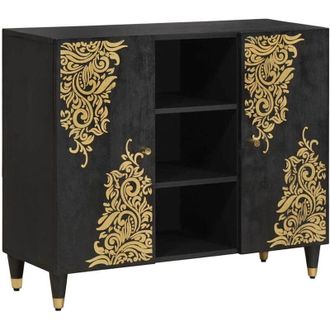 vidaXL Sideboard with Shelf Black 90 x 33 x 75 cm Solid Mango Wood vidaXL