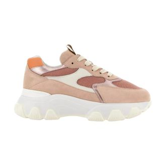 Hogan Sneakers, female, Pink, Size: 10 1/2 US Pink Leather Sneakers Hyperactive