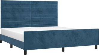 vidaXL Vidaxl - Estructura De Cama Sin Colch&oacute;n Terciopelo Azul Oscuro 160x200cm
