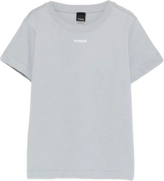 Pinko logo-appliqu&eacute; T-shirt - women - Cotton - L - Blue