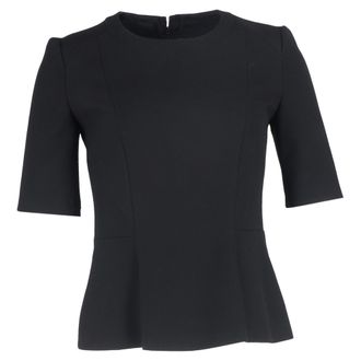 HUGO BOSS Boss by Hugo Boss Short Sleeve Peplum Top in Black Wool