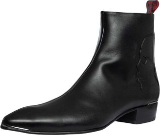 Jeffery West Chelsea Boots Met Doodskopmotief En Ritssluiting, Gemaakt Van Leer., Zwart