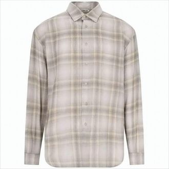 Auralee Plaid Wool Long-Sleeve Shirt