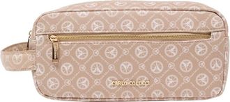 Carlo Colucci Cosmetische tas - Dames - Toilettassen - Beige - ONE Size - Leer - Tassen