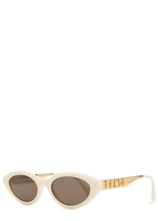 Fendi Fendigraphy Narrow Cat-eye Sunglasses - White - One Size