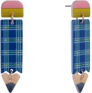 Hallmark Acrylic Plaid Pencil Earrings in Blue at Nordstrom
