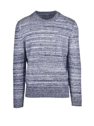 Dondup Crew Neck Sweater - Blue Wool Mohair Cotton