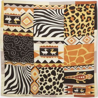 Frey Wille Brown Print Silk Square Scarf