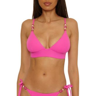 BECCA by Rebecca Virtue Modern Edge Halter Bikini Top in Rose Berry at Nordstrom, Size Medium