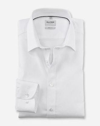 Olymp Businesshemd OLYMP Level Five body fit, Herren, Gr. 37, N-Gr, weiss (wei&szlig;), Web, Obermaterial: 97% Baumwolle, 3% Elastolefin, Hemden Businesshemd