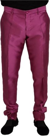 Dolce & Gabbana Slim Fit Roze Formele Broek - Heren - Chinos - Roze - M - Polyester - Broeken