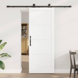 Berkfield Home Sliding Door with Hardware Set White 78x202 cm Solid Wood Pine