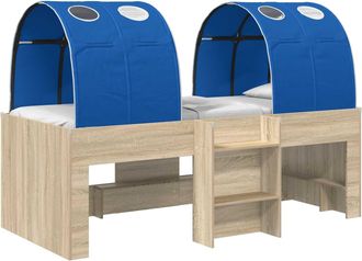 vidaXL Cama Con T&uacute;nel 3 Uds. Roble Sonoma Y Azul Madera De Ingenier&iacute;a Vidaxl