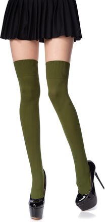 Romartex Women Girl Thigh High Socks Overknee Over the Knee High Socks Stockings, Olive Green