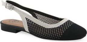 White Mountain Bonie Slingback Flat in Black/Cream Multi at Nordstrom Rack, Size 6.5