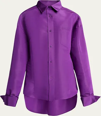 Balenciaga Silk Faille Cocoon Button-Down Shirt