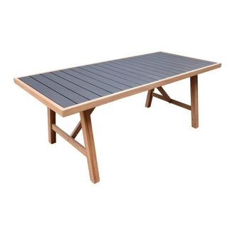 Sweeek Mesa de jard&iacute;n de madera de acacia y aluminio, 8 plazas, antracita
