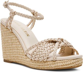 Anne Klein Vow Braided Wedge Sandal in Bone Woven at Nordstrom, Size 5.5
