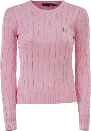 Polo Ralph Lauren Baumwollpullover mit Zopfmuster und Rundhalsausschnitt