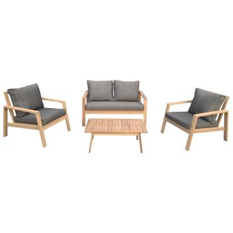 Happy Garden Happy Garden - Conjunto De Muebles De Jard&iacute;n De Acacia Gili 4 Plazas Cojines Grises