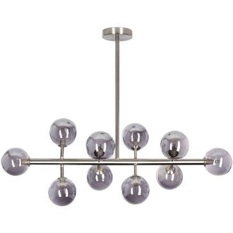Beliani Lampadario moderno con 10 luci in acciaio color argento Ramis