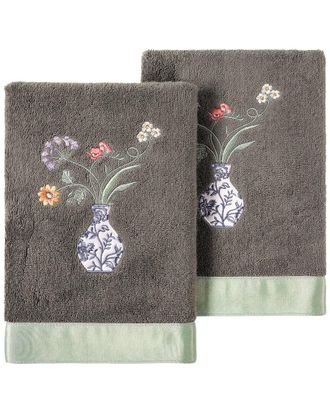 Linum Home Textiles 100% Turkish Cotton Stella 2Pc Embellished Hand Towel Set
