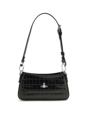 Vivienne Westwood Tasha Calfskin Leather Shoulder Bag - Black